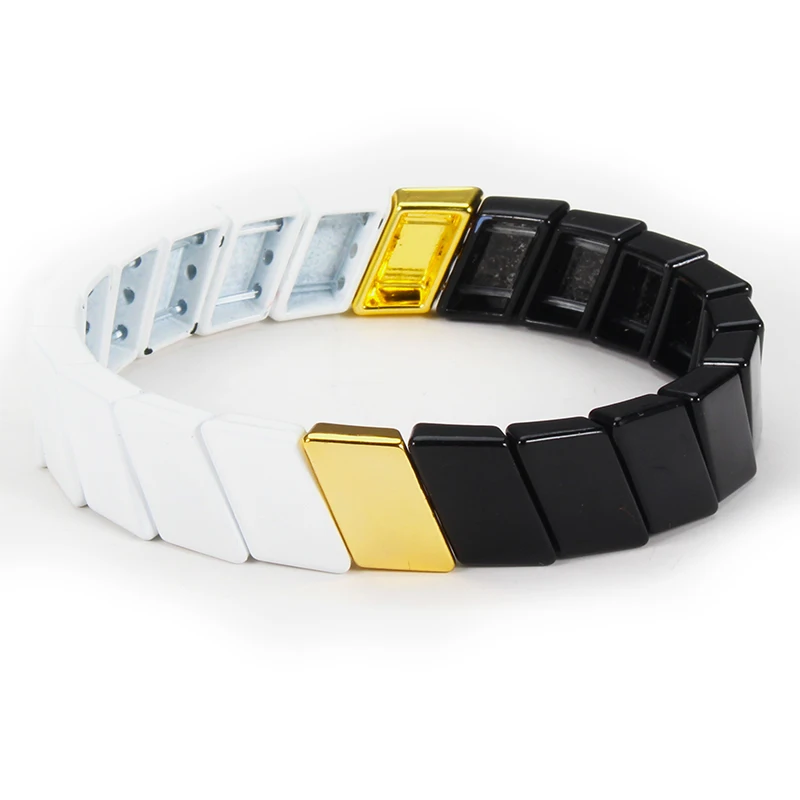 Эмалированный браслет Tila в виде плитки украшенный бисером Набор радужных