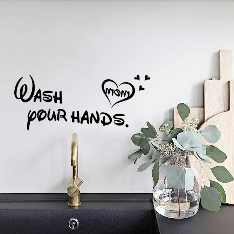 

Creative Wash Your Hands Wall Sticker for Bathroom Health Home Decoration Mural Art Font Decals Wallpaper Hand Basin Stickers