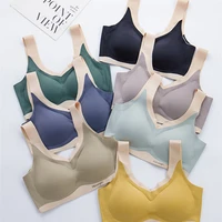 womens ice silk underwear tube tops sexy color matching top one piece push up brassiere fashion sports tank up female lingerie