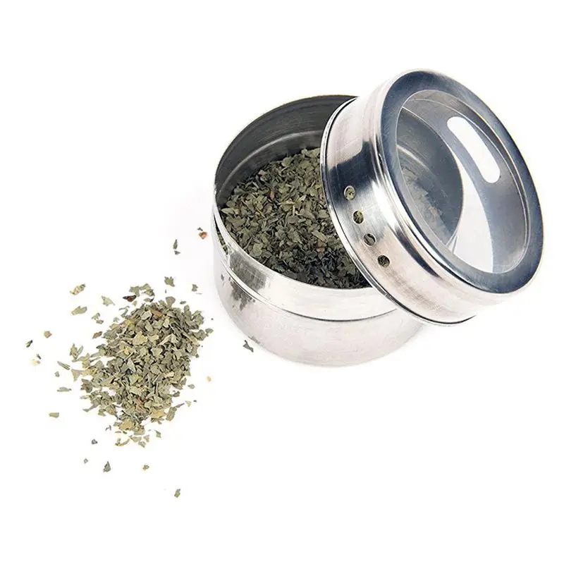 12pcs/set Clear Lid Magnetic Spice Tin Jar Stainless Steel Sauce Storage Container Jars Kitchen Condiment Holder Houseware | Дом и сад