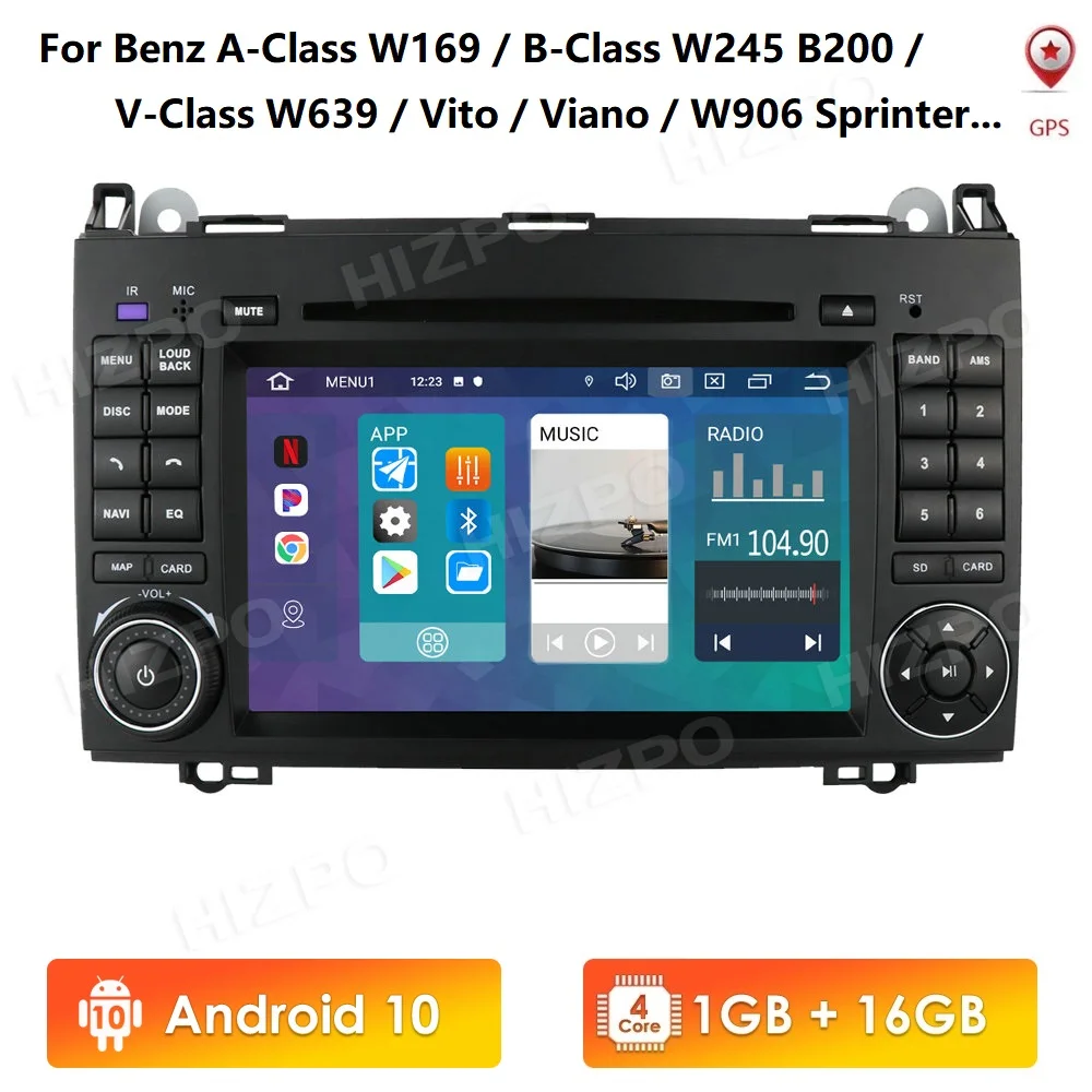 Автомагнитола 2din 7 дюймов IPS Android 10 GPS для Mercedes Benz W906 Sprinter B200 W245 W169 W639 Wi-Fi