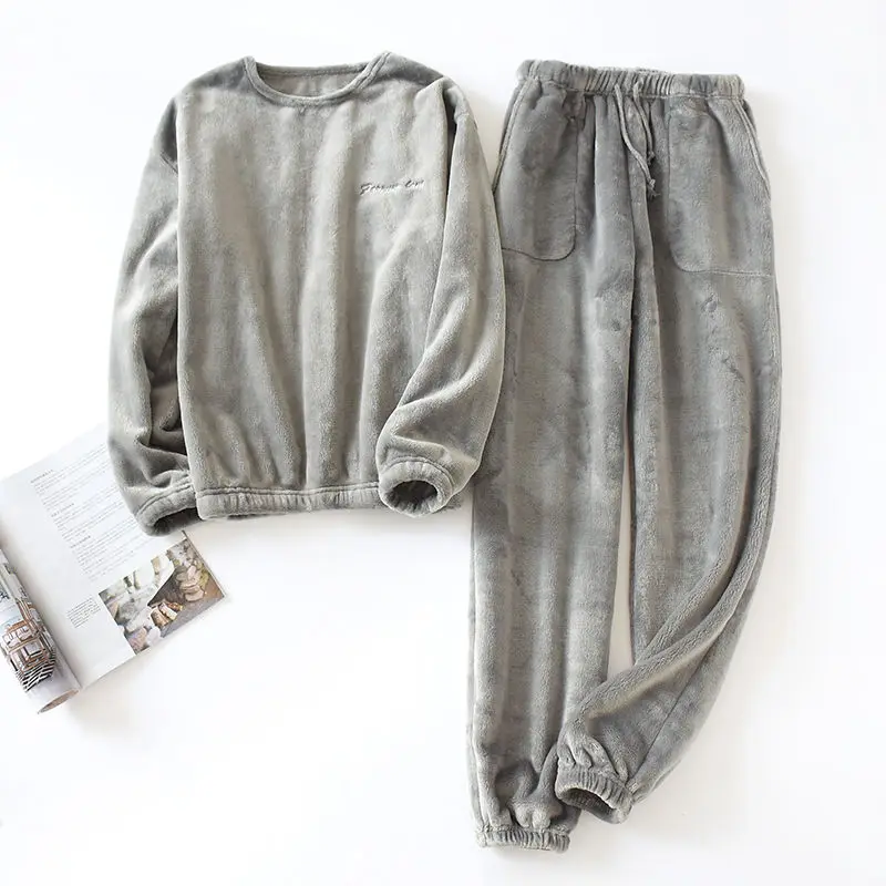 

Men's Winter Thicken Flannel Pajamas Sets Male Long Sleeve Pajamas Plus Size Pijama Sleepwear Homewear Men Casual Pyjamas