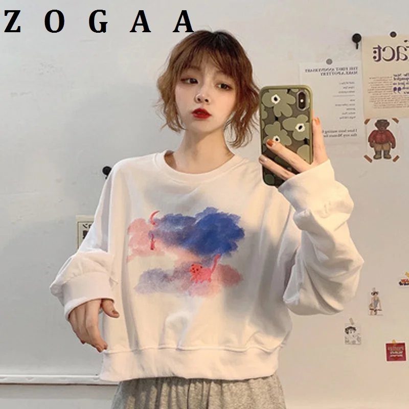 

Весна-лето 2021 стильная Корейская Короткая свободная футболка с рисунком завязки Топ Студенческая Повседневная футболка с длинным рукавом ...