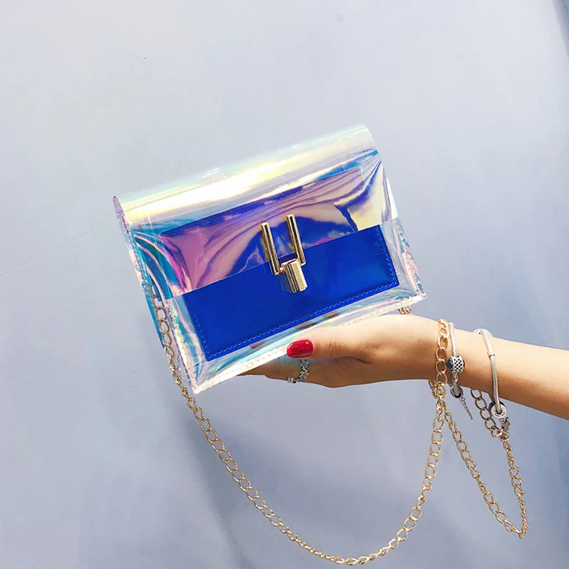 Сумки через плечо для женщин прозрачные модные дамские сумочки с лазерным