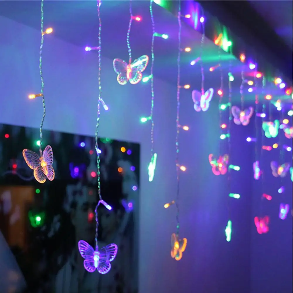 

96 светодиодных гирлянд, Рождественская сказочная гирлянда, гирлянда со звездами, оконная занавеска, внутреннее украшение, светильник на Хэ...