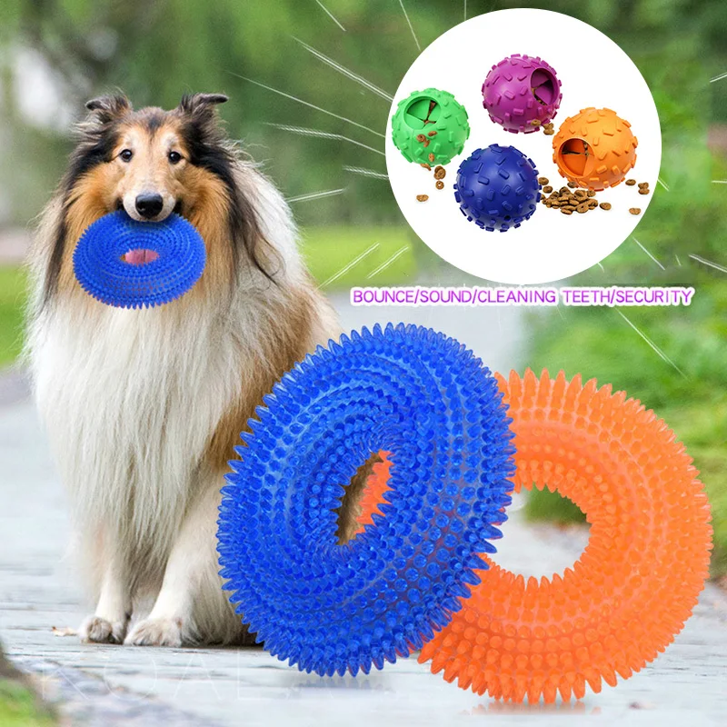 

Pet Toys Bite Resistant Sound Toy Chew Teeth Clean Large Dog Golden Retriever Barbed TPR Training Teeth Cleaning Thorn Circle