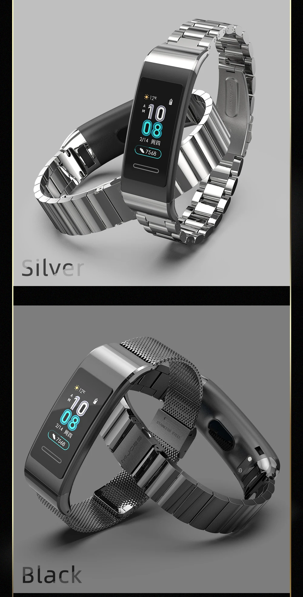 Браслет для huawei Band 3 Pro металлический ремешок на запястье браслет из нержавеющей стали для huawei Band 3pro умные часы Сменные аксессуары