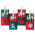 Рождественская сумка для хранения столовых приборов, рождественские столовые приборы, сумки для столовых приборов для ножей, вилок и ложек, Рождественская вечеринка