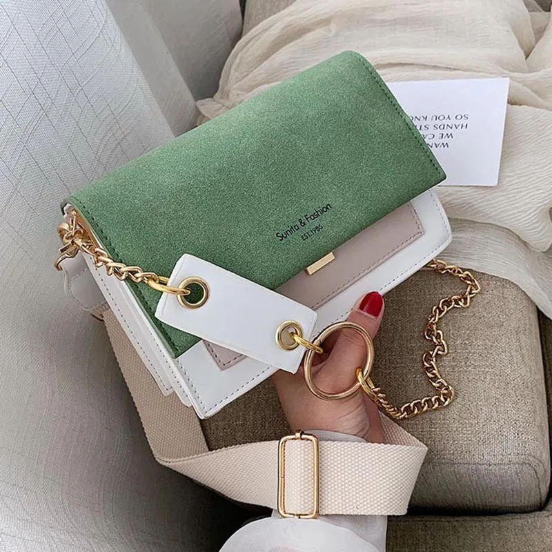 Сумка мессенджер из кожи с эффектом потертости контрастных цветов для женщин 2020