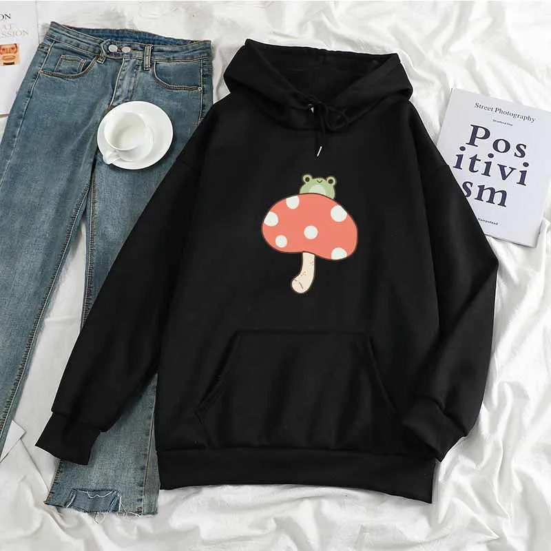 

Черный Kpop зимний женский мужской милый гриб лягушка Ретро стиль большой размер Хип-Хоп унисекс брикет уличная одежда