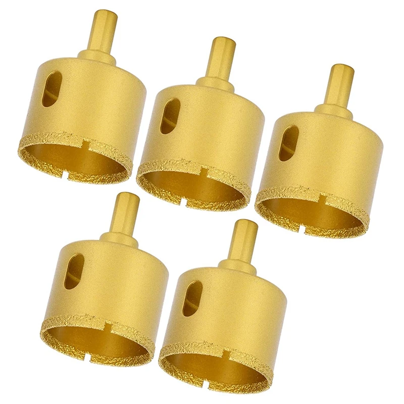 

5Pcs 45mm Golden Diamond Hole Saw Drill Bit Core Drill Cutter for Glass Ceramic Porcelain Tiles Marble Granite Quartz