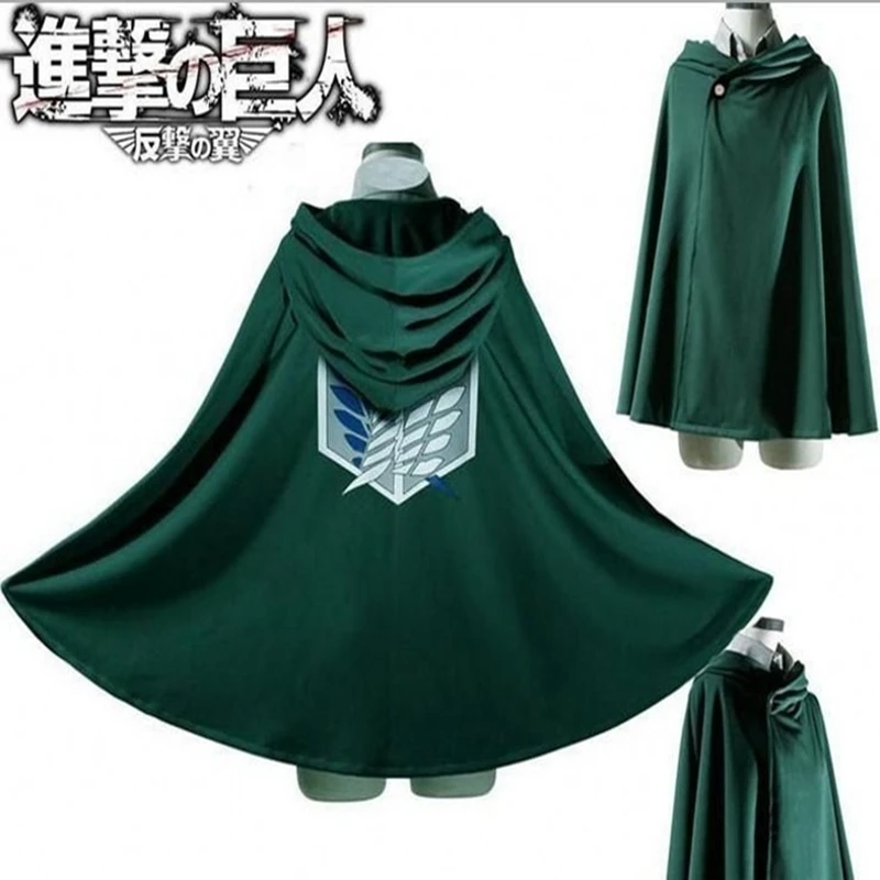 

Anime Attack on Titan Levi Ackerman The Scouting Legion Wings of Liberty Cosplay Green Black Cloak Necklace Props Hooded Cape