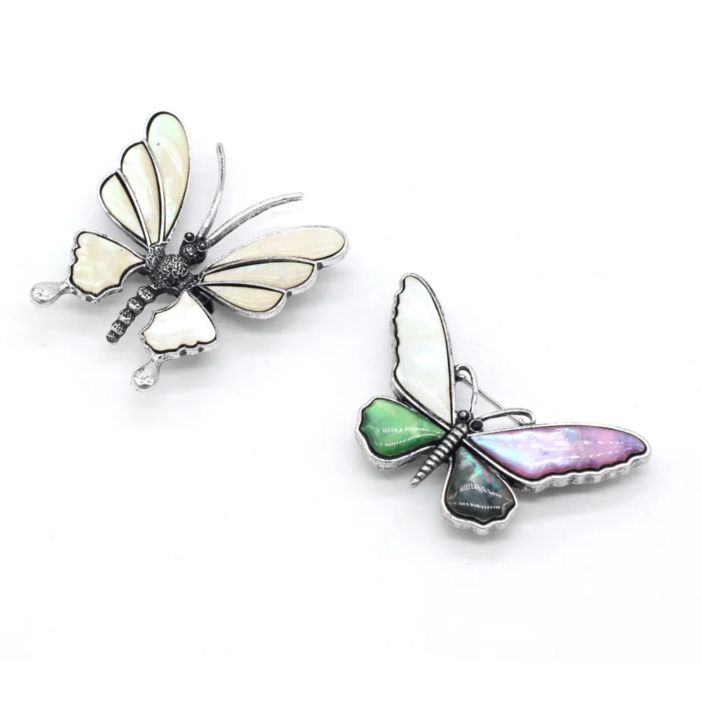 

Vintage Butterfly Brooche Pins Natural Shell Brooches Pendant Charms for Women Bridal Gift Dress Accessories Elegant Pin