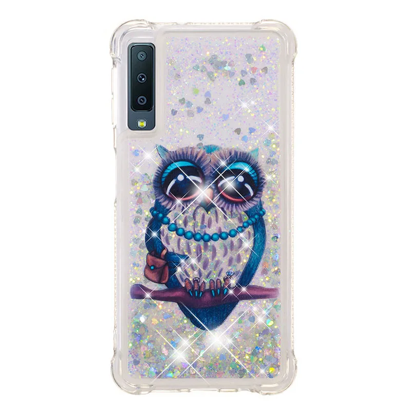 Gray Owl Блестками с блестками жидким песком чехол для samsung Galaxy A8 плюс A7 A6 A310 A510 A320 A520 A720 M20 M30 A10 A20 A30 крышка - Цвет: Gray Owl