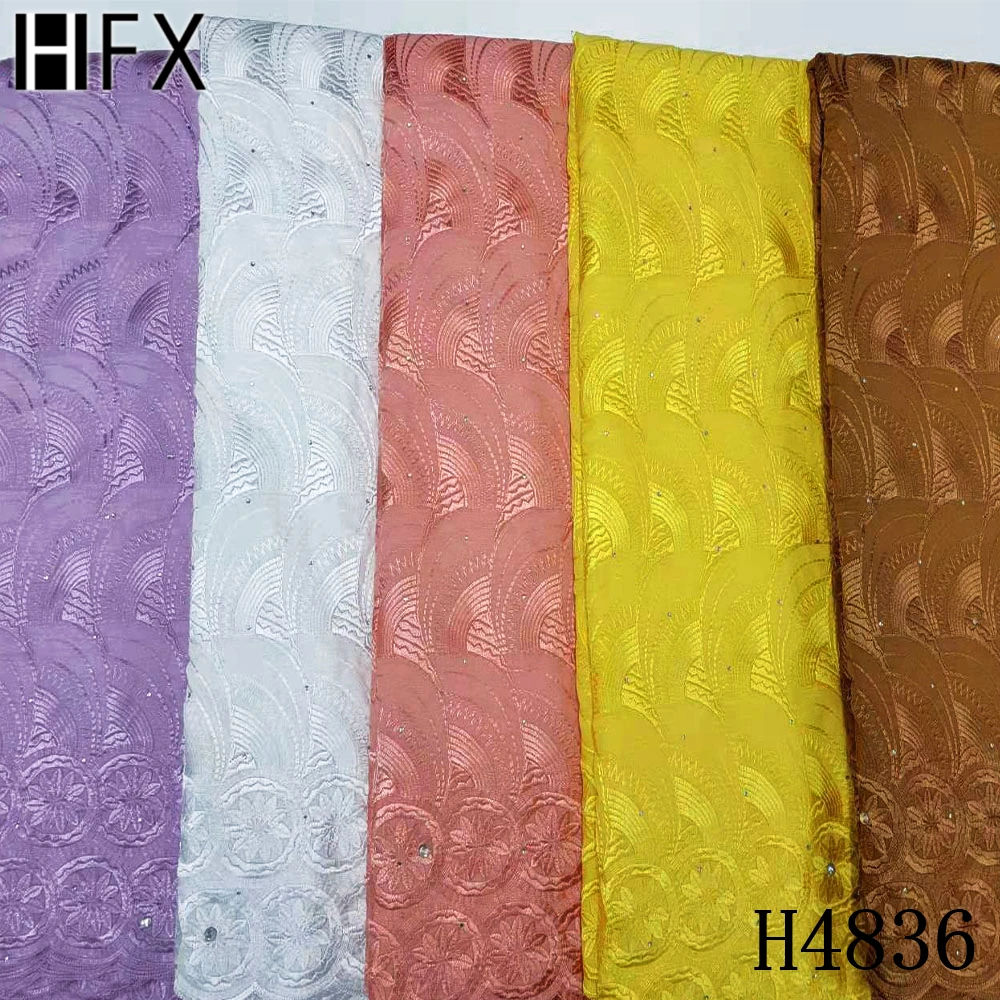 

HFX Newest Model Swiss Voile Borde Embroiderred High Qaulity Cotton Fabric African Lace Fabric 5 yards For Dubai Lace X4836