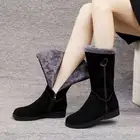 Женские ботинки на нескользящей подошве, теплые сапоги-трубы с бархатной подкладкой, на плоской подошве, с боковой молнией, новинка зимы 2021