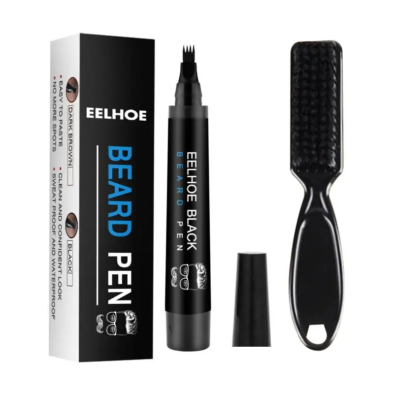 

Eelhoe Man Waterproof Beard Pen With Beard Brush Moustache Filling Pen Set Bread Engraving Styling Tool Black Non Fading TSLM1