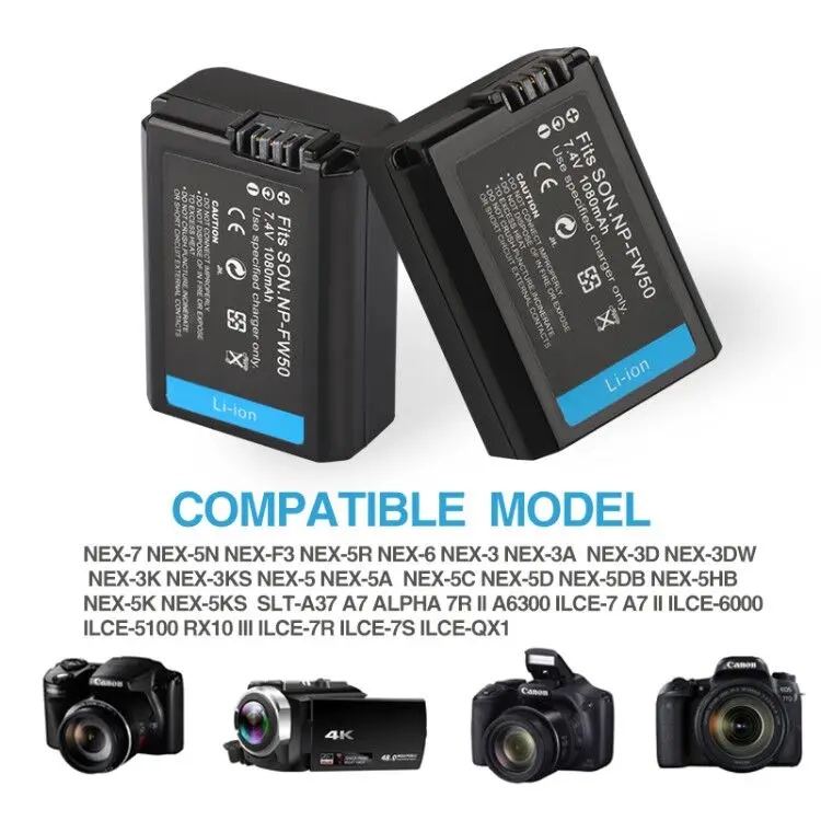 NP FW50 Батарея 1020 мАч для Sony a7m2 a7r2 S2 a6500 a6300 a6000 a5000 a3000 NEX 3 QX1 батареи/FW50 Зарядное