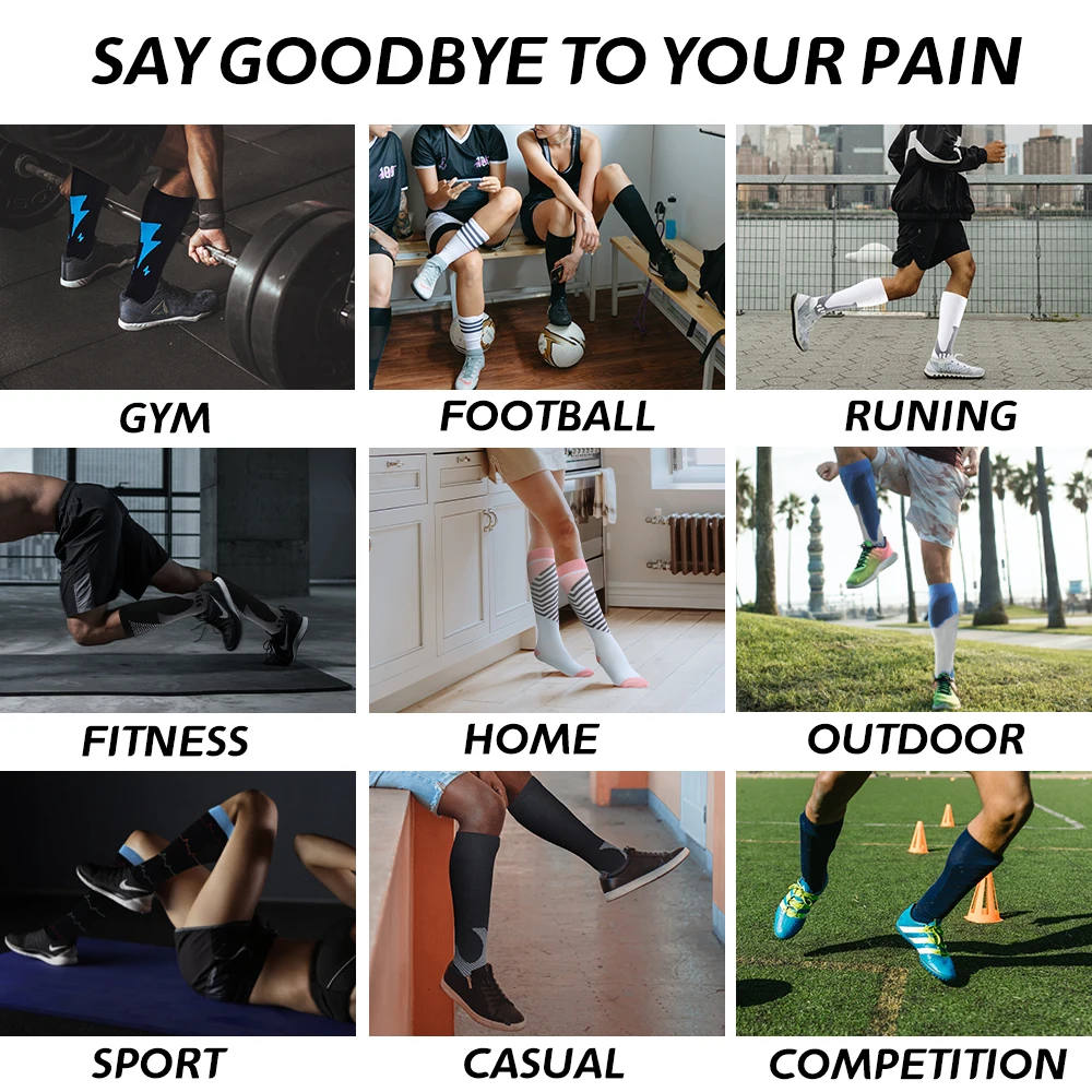 Носки компрессионные разных цветов для мужчин и женщин эластичные вечерние