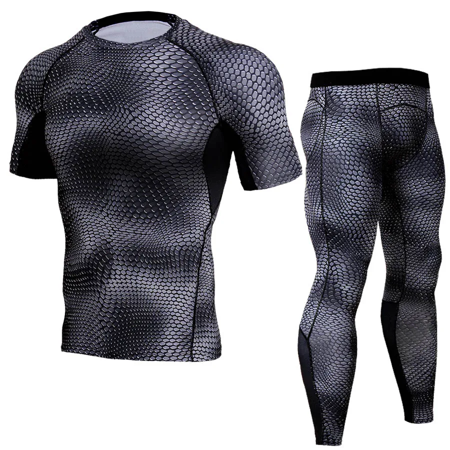 

Men's Sports Compression Suits Quick Dry Running Sets Gym Clothes Jogging Shirt Leggings Training Sportswear Fitness Tracksuits