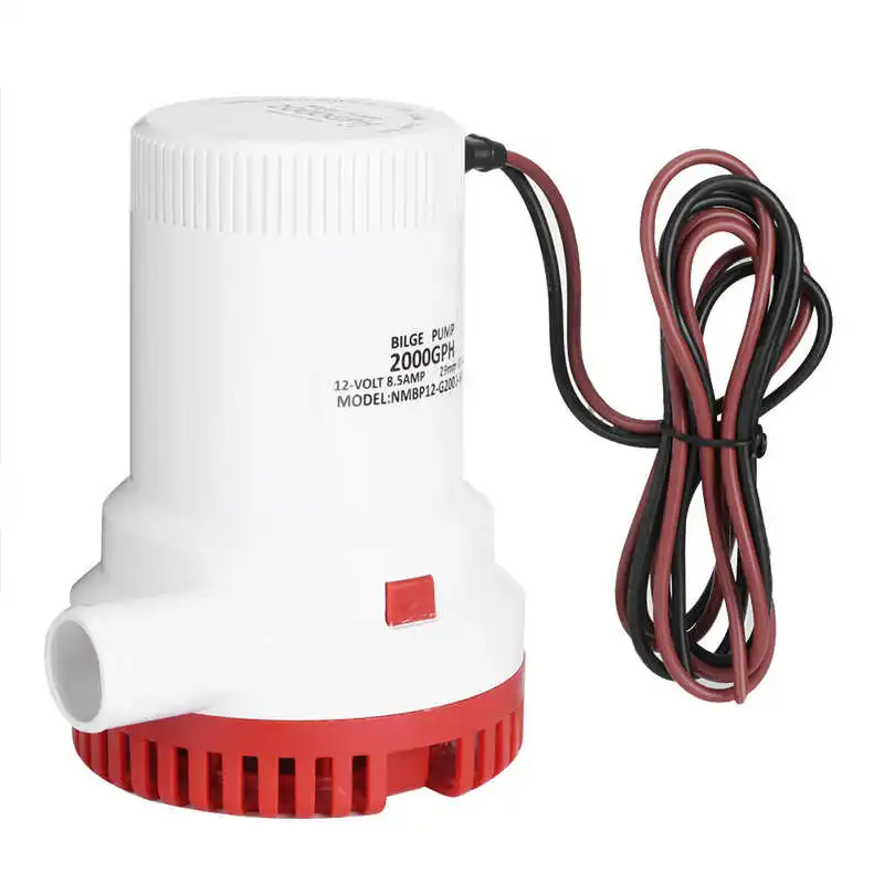 

2000GPH Electric Bilge Pump Boat Water Discharge Pump Marine Ignition Protected kayak rule water electric 12 volt accessories ma