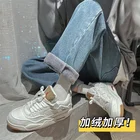 Privathinker флисовые Джинсы плотные теплые однотонные прямые свободные мужские джинсовые брюки винтажные повседневные зимние брюки для мужчин