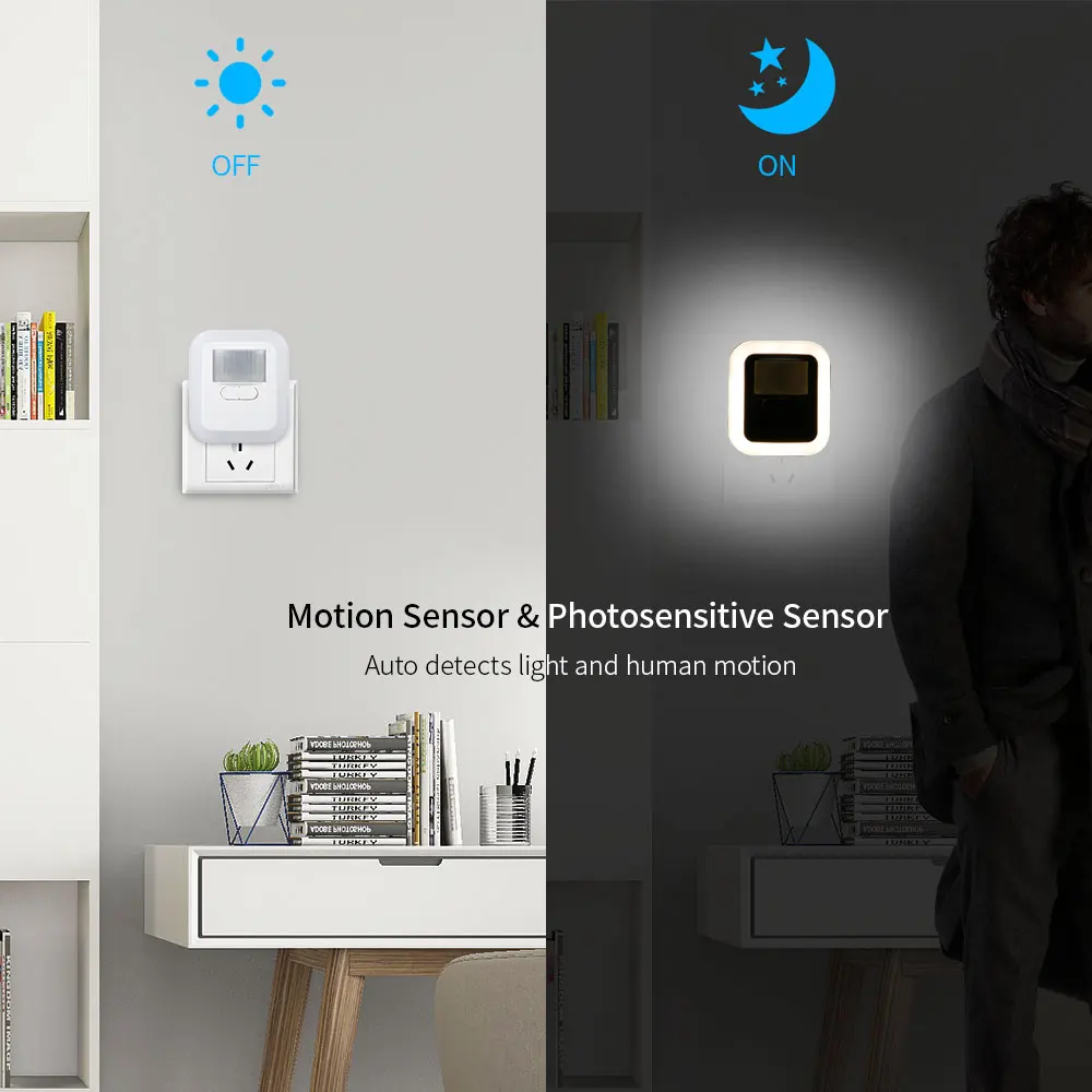 

LED Plug-in Motion Sensor Light Wall Night Lamp Light with Brightness 30s/60s/90s/120s Lighting Time Adjustable for Living Room