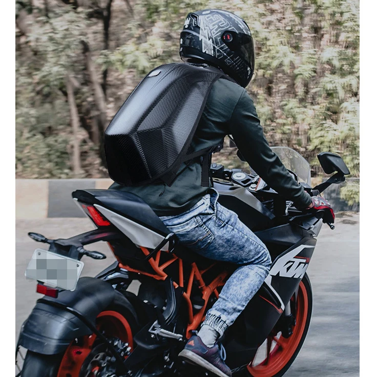 motorcycle backpack bag helmet shoulder laptop case riding bike waterproof hard carbon fiber for gopro travel vlog storage free global shipping
