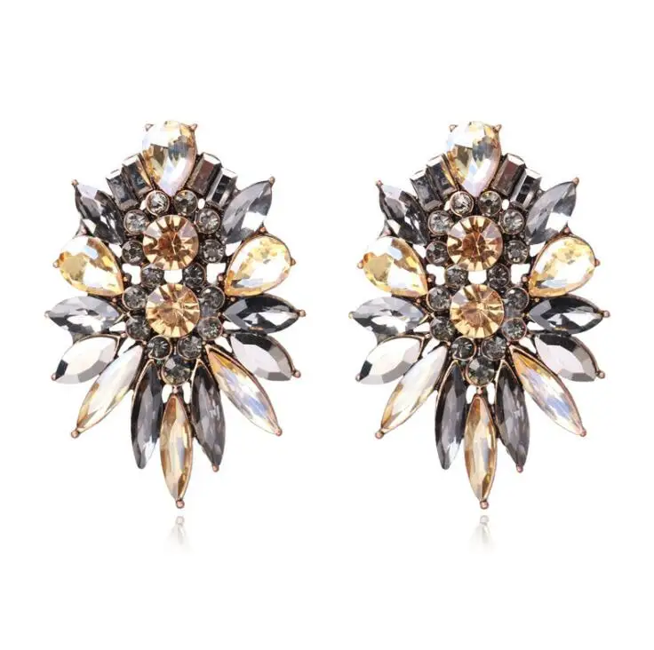 Ювелирные изделия YaYi модные коричневые стеклянные стразы серьги в виде капель с