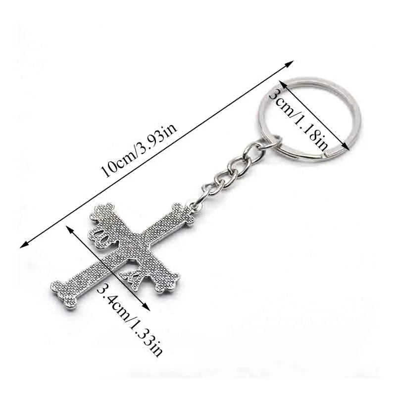 

Men's Metal Jesus Cross Keychain Christian Religion Crucifix Key Chains Car Pendant Key Ring For Keys Charms Jewelry Accessories