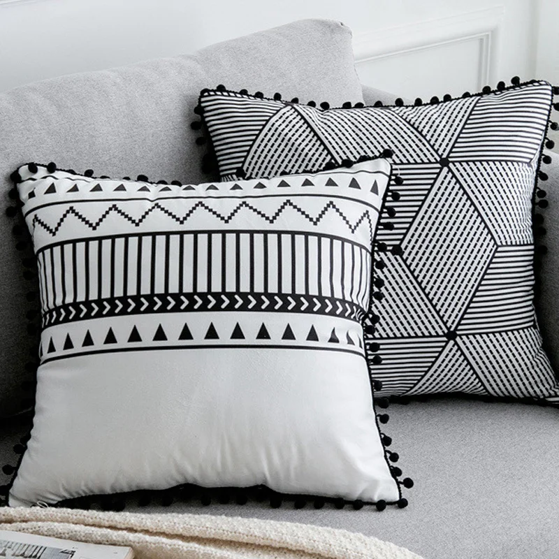Цвет: белый черный Прямоугольная подушка крышка Простой декоративная наволочка