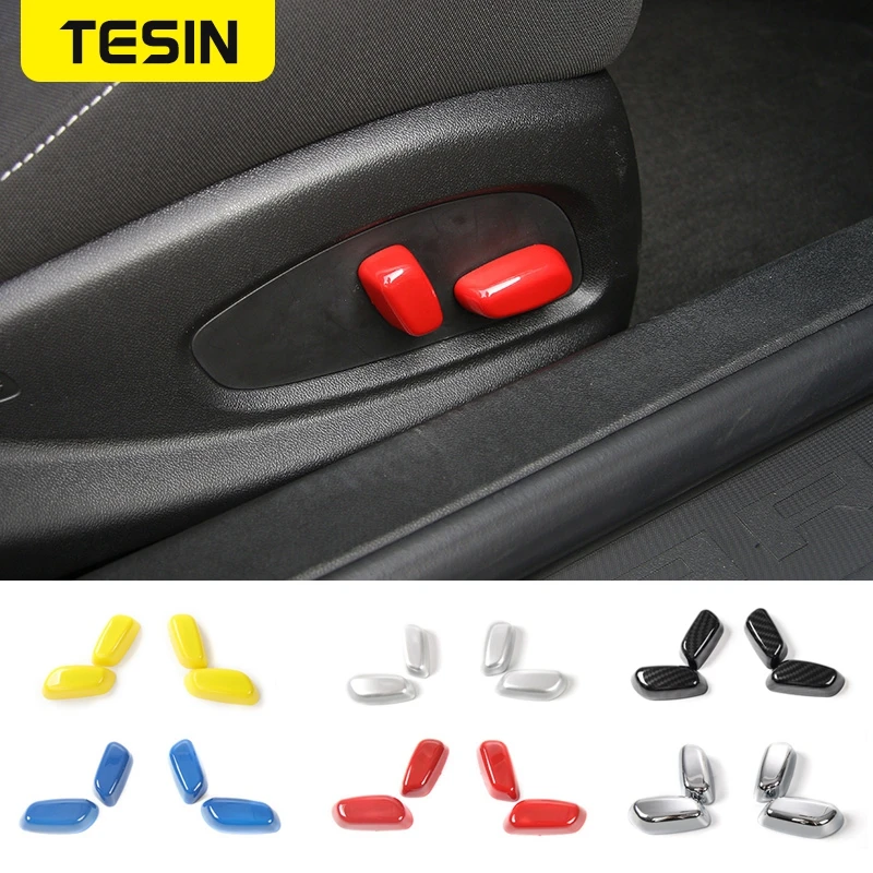 

TESIN Car Seat Adjustment Button switch Decorative Handle Cover Trims for Chevrolet Camaro 2017+ABS Car Accessories Styling