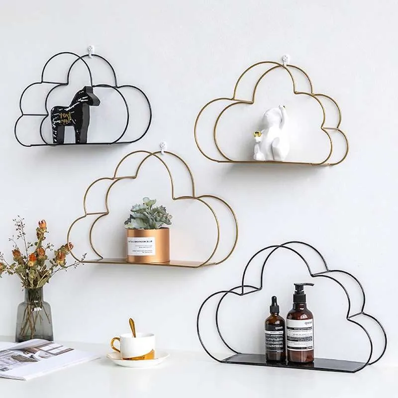 

Nordic Metal Cloud Shape Receiving Frames Shelf Wall Hanging Storage Holders Living Room Office Decoration Organizer Shelfs