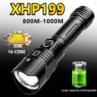 Улучсветильник мощный светодиодный фонарик XHP199, USB-зарядка, масштабируемый фонарь, IP65, водонепроницаемый тактический фонарь 5000 мАч светильник онарь 26650 18650
