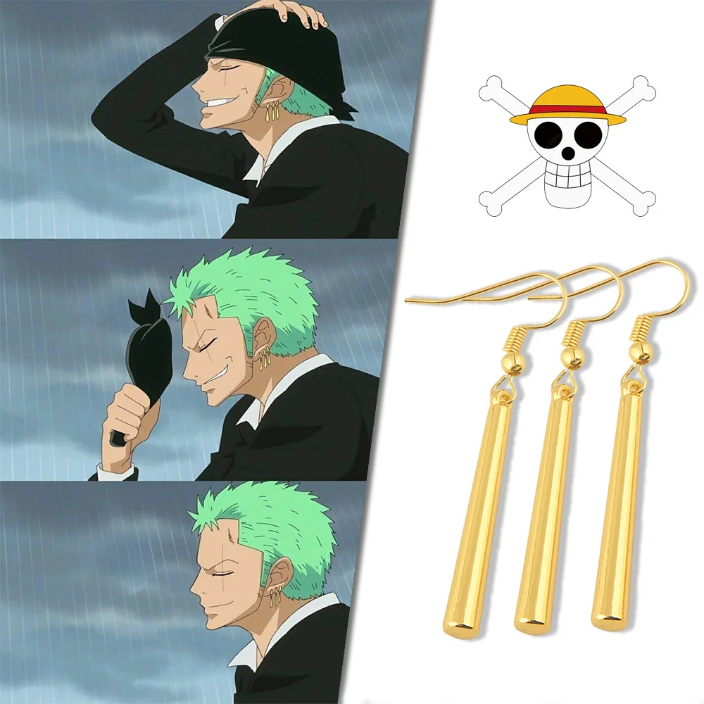 Цельные золотые серьги клипсы с аниме пиратский Охотник ророноа Зоро для женщин