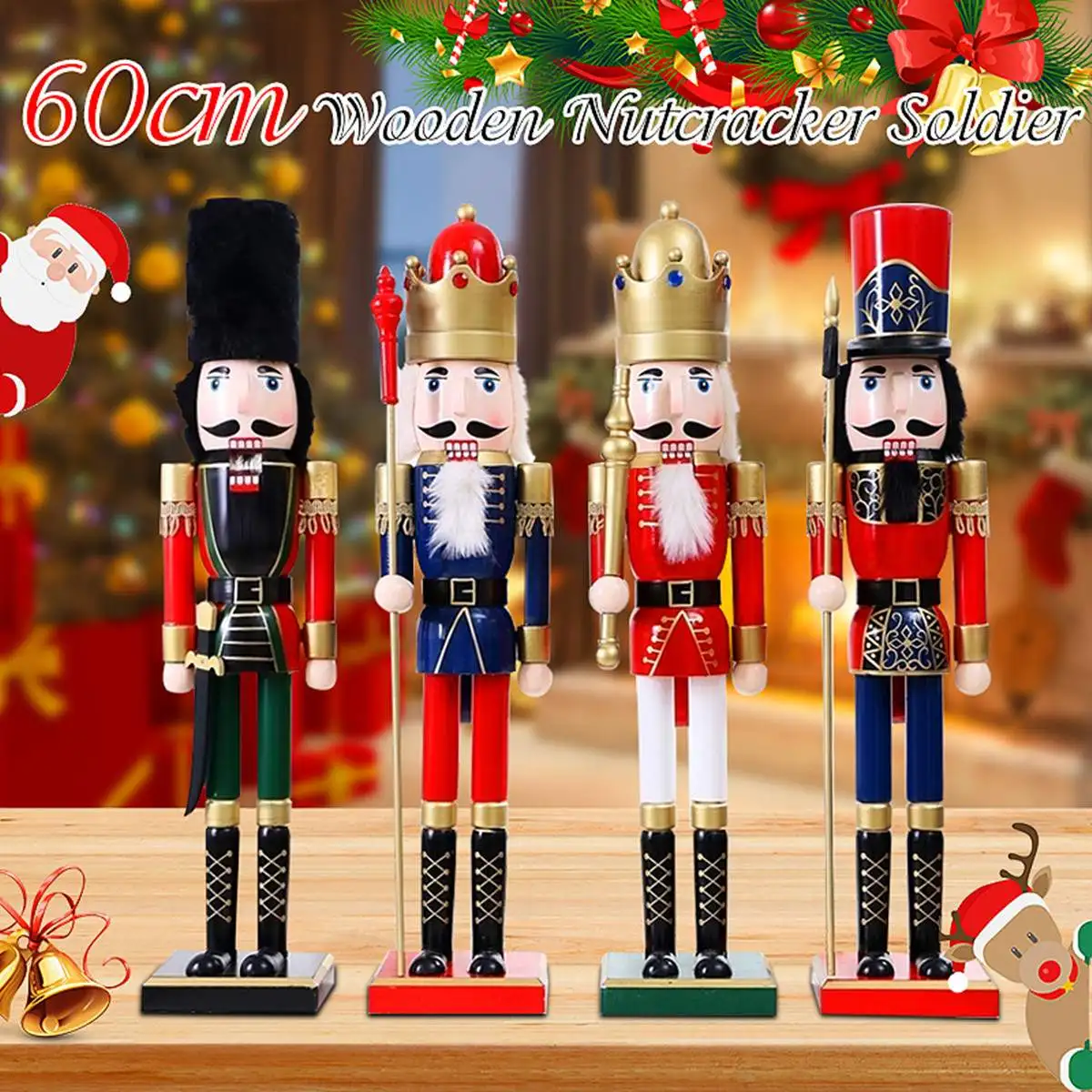 

Wooden humanoid welded Nutcracker 60cm, Christmas decorations, walnut puppet crafts, gifts toys