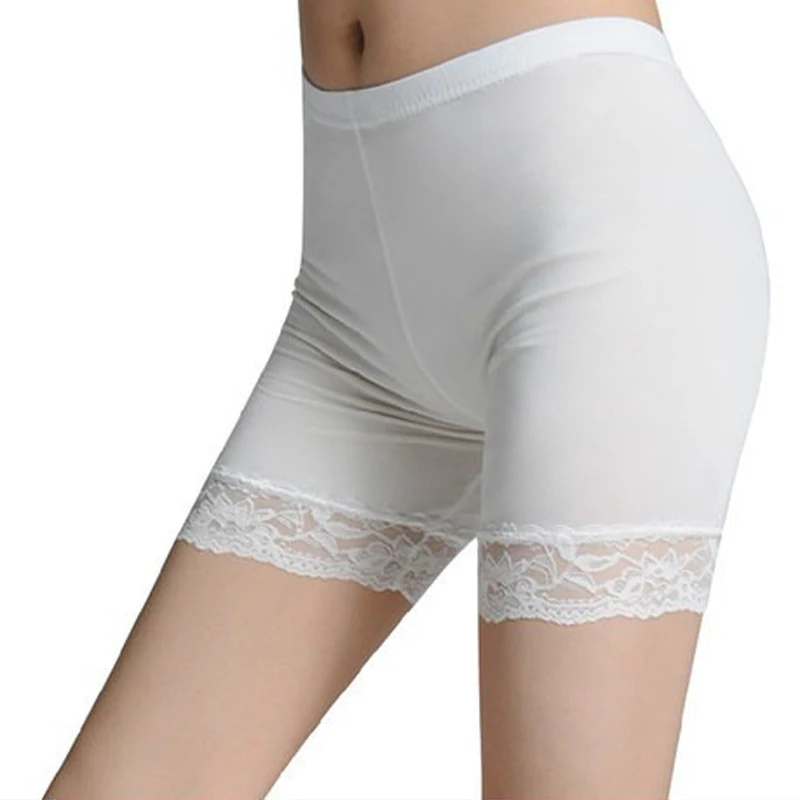 Для женщин леди кружевными оборками тянущиеся штаны эластичные укороченные
