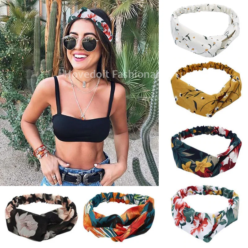 aliexpress - Fashion Women Girls Summer Bohemian Hair Bands Print Headbands Vintage Cross Turban Bandage Bandanas HairBands Hair Accessories