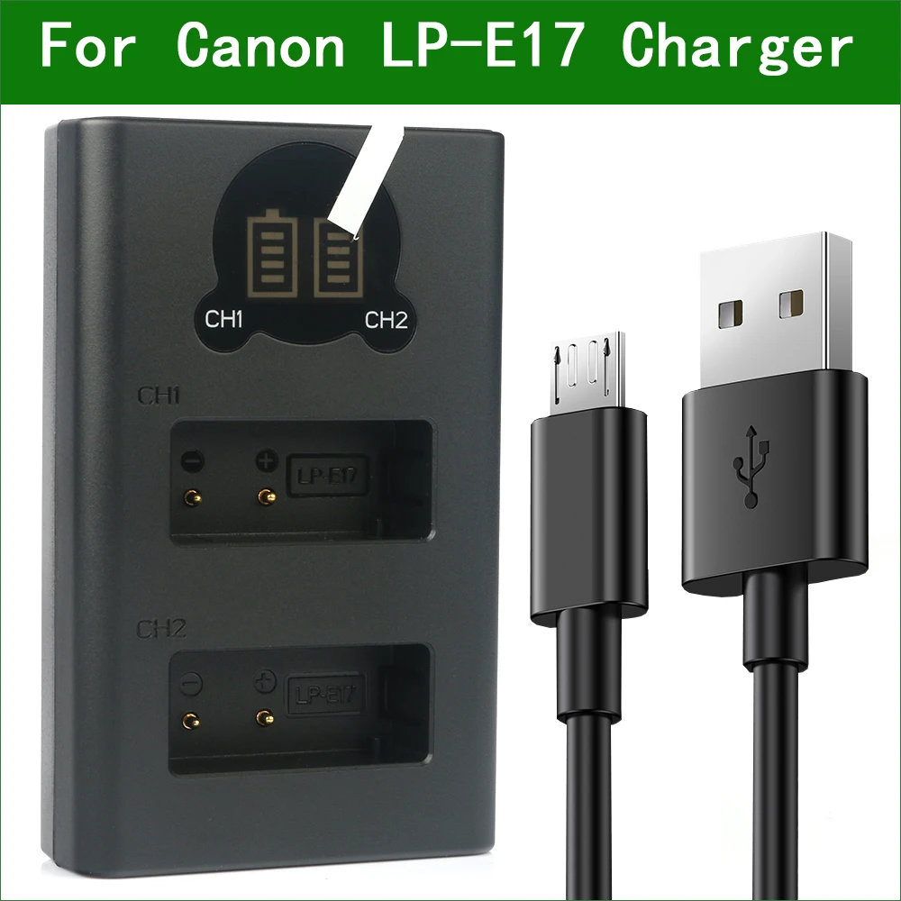 

LP-E17 LP E17 LPE17 USB Battery Charger for Canon EOS R8 77D 200D 250D 750D 760D 800D 850D 8000D 9000D RP M6 Mark II 200D II