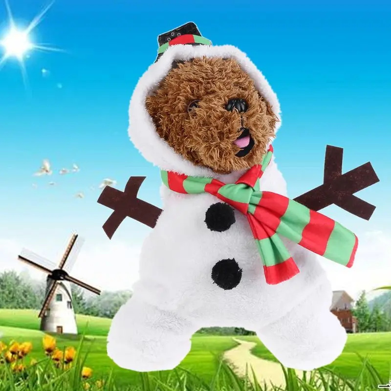 Рождественский костюм для собаки теплый фланелевый снеговика наряд щенка