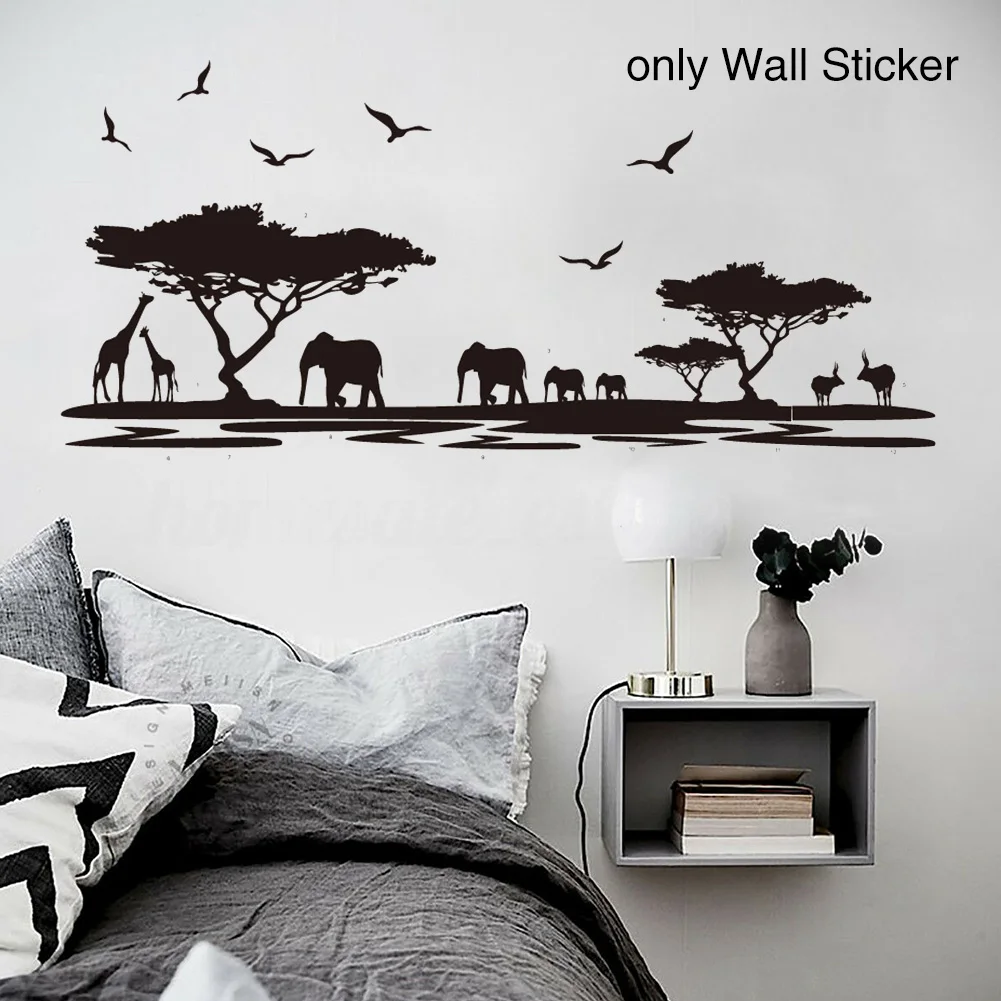 Съемный Декор искусство Африканские животные сделай сам клей легко наносится
