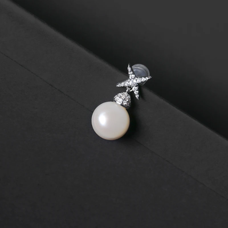 

S925 Sterling Silver Classic Wheat Ear Petals Pearl Earrings Women's Fashion Mid-length Pearl Earrings Personalized Jewelry Gift