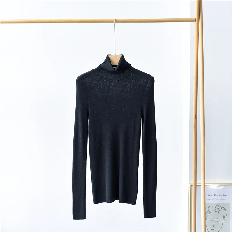 

Женский свитер, новая осенне-зимняя блузка с длинными рукавами и узким низом, свитер с высоким воротником