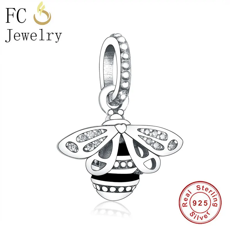 FC Jewelry оригинальный брендовый браслет с подвесками серебро 925 пробы черная эмаль