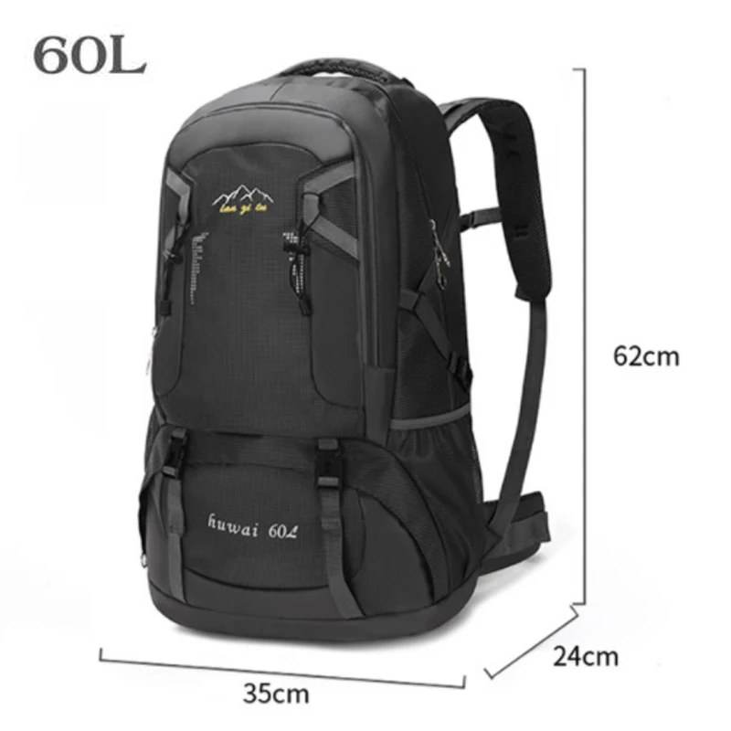 60L Outdoor Waterproof Mountaineering Bag Nylon Material Hiking Camping Travel Backpack Large Capacity Outdoor Sports Bag