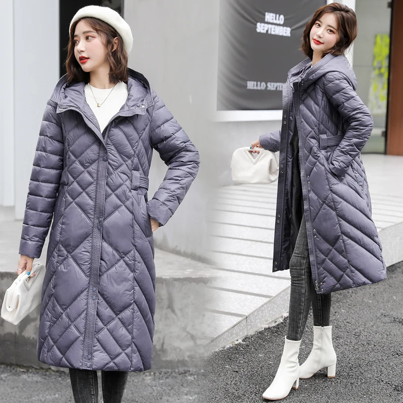 

2022 Lady Long Loose Hooded Parka Winter Women Jacket Casual Thick Gloosy Parka Coat Student Female Fashion Belted Jacket