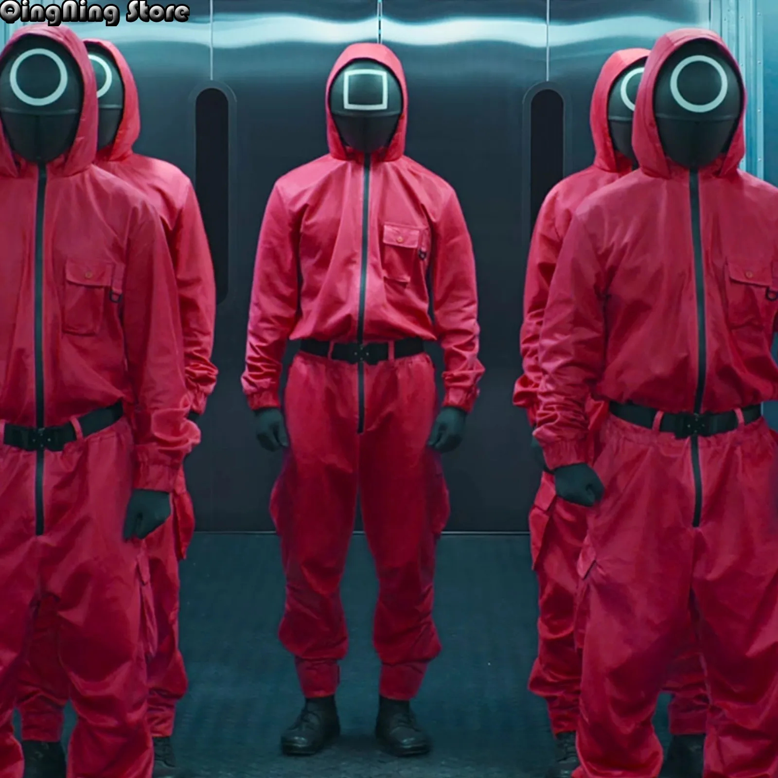 Комбинезон мужской/женский Повседневный с круглым вырезом и карманами |