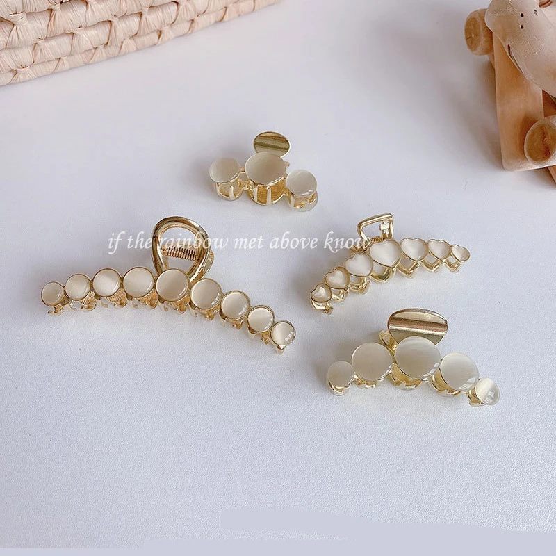 

Opal Metal Crystal Barrette Shark Clip Rhinestone Hairpin Hair Clips For Women Gifts Ponytail Buckle Hair Accessories Hairgrip