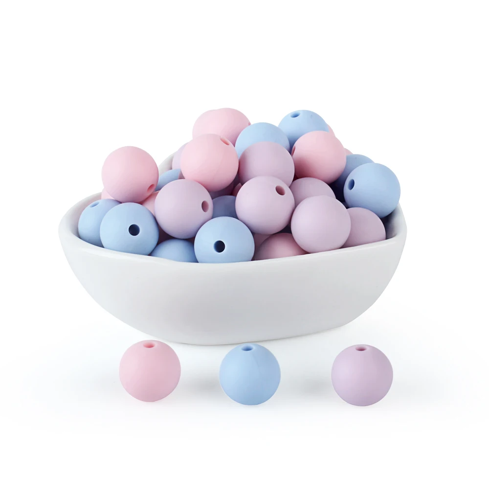 Keep&Grow 60Pcs Round Silicone Beads 12mm Baby Teethers Bead DIY Teething Necklace Lentils Pearl Products | Мать и ребенок