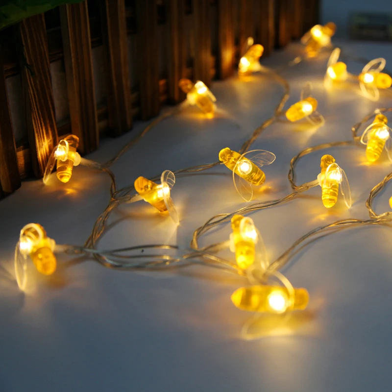 Цветная СВЕТОДИОДНАЯ Гирлянда в виде пчелы Рождественская гирлянда для свадьбы